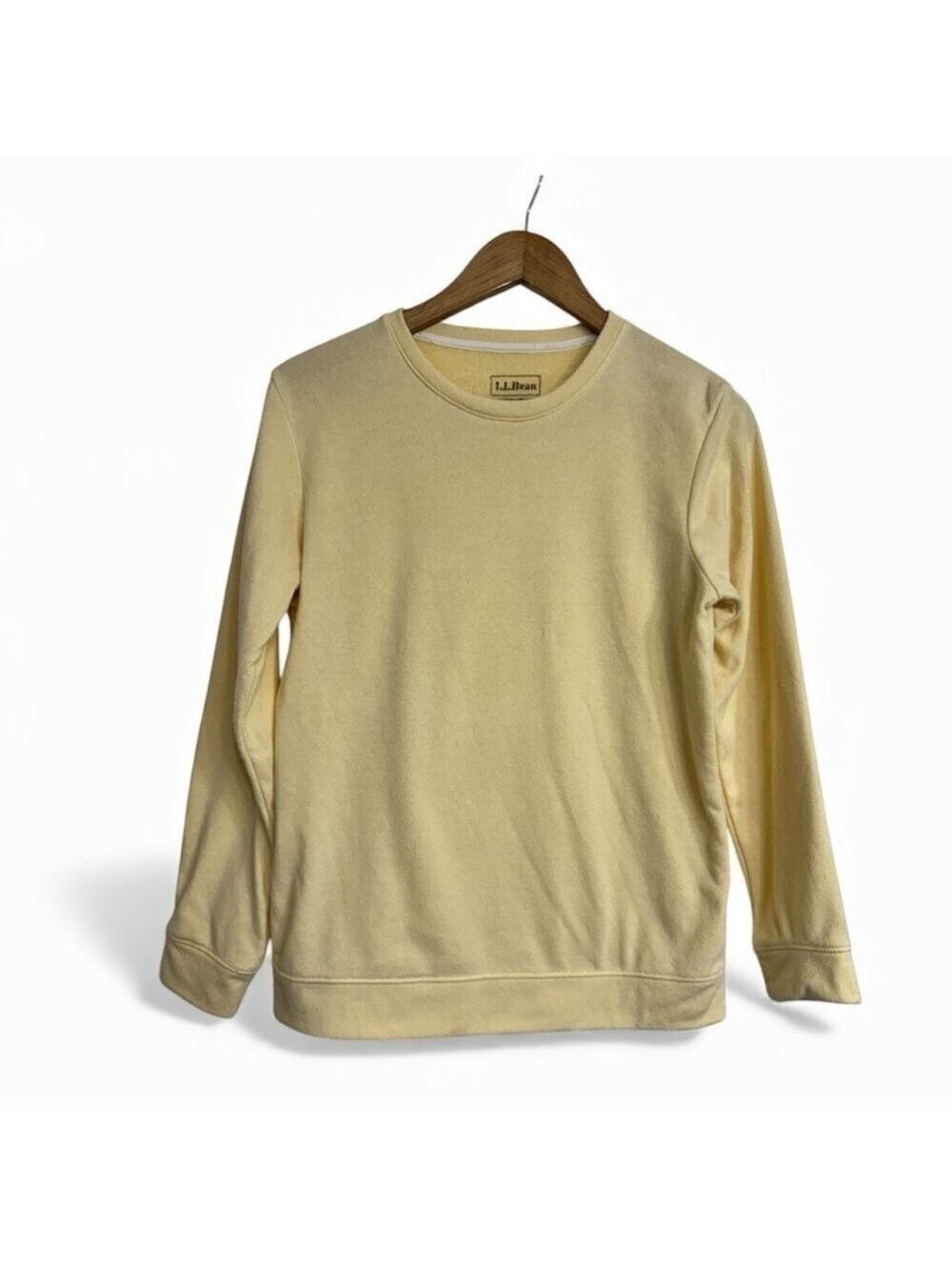 LL Bean Women's Terry Cloth Crewneck Sweatshirt Yellow Medium